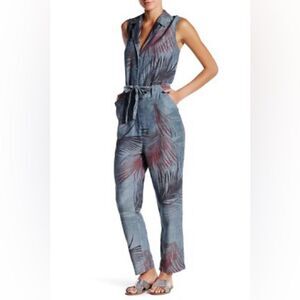 Level 99 Brie Linen Blend Romper Jumpsuit Small